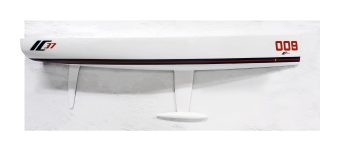 Melges IC37 half hull built out of wood and no backboard