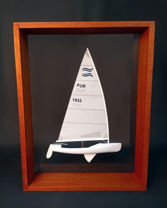 Finn Dinghy (4,5 mts) Custom Framed Half Model with sails and mast